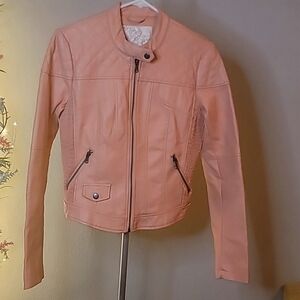 Adorable foe leather pastel pink jacket